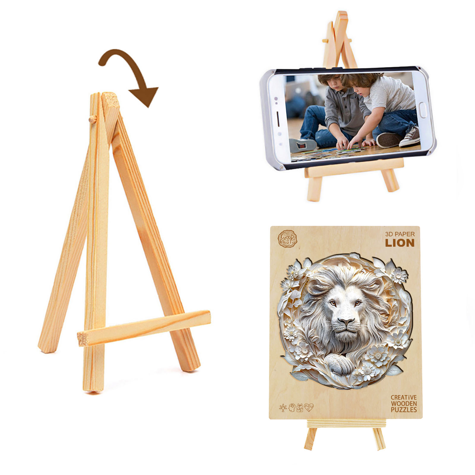 Wooden Jigsaw Puzzle - 3D paper lion - Image 5