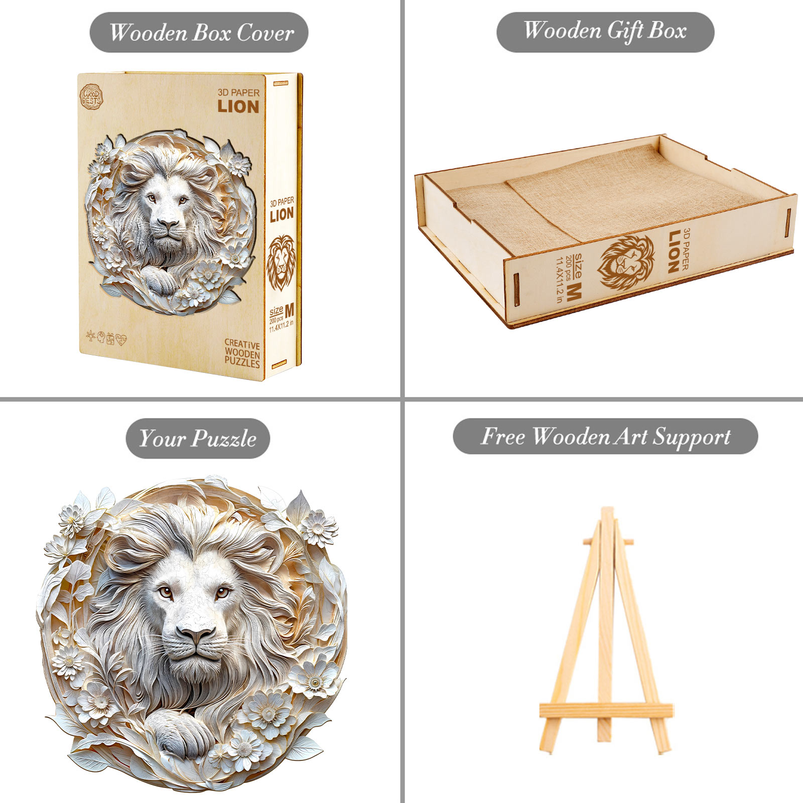 Wooden Jigsaw Puzzle - 3D paper lion - Image 4