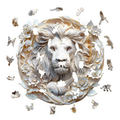 Alternative view of Wooden Jigsaw Puzzle - 3D paper lion