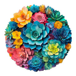 Wooden Jigsaw Puzzle - 3D paper succulent