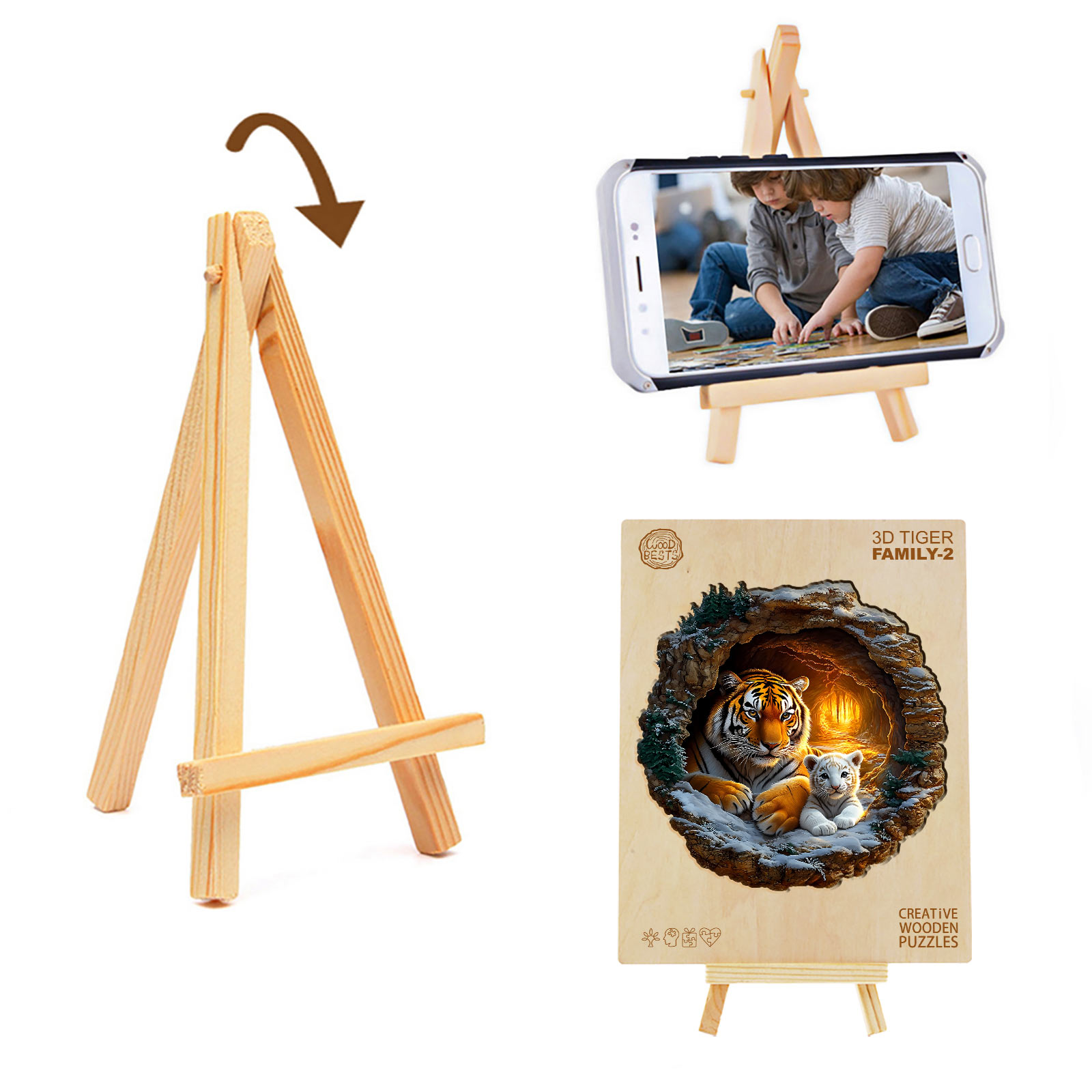 Wooden Jigsaw Puzzle- 3D Tiger Family-2 - Image 5