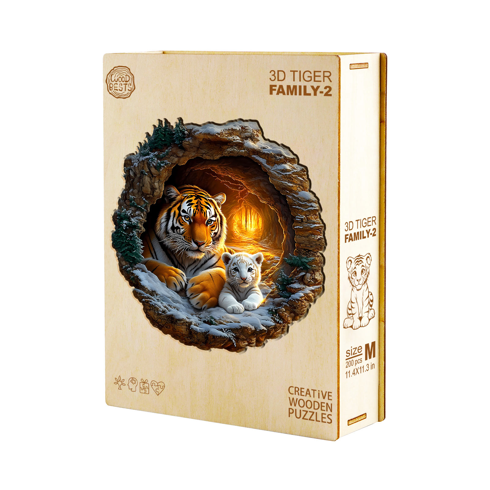 Wooden Jigsaw Puzzle- 3D Tiger Family-2 - Image 3