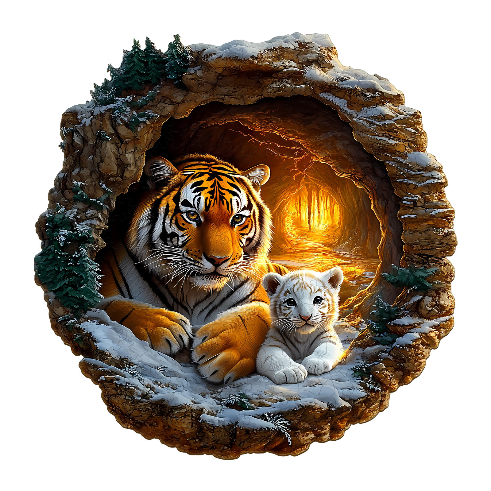 Wooden Jigsaw Puzzle- 3D Tiger Family-2