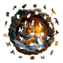 Alternative view of Wooden Jigsaw Puzzle- 3D Tiger Family-2