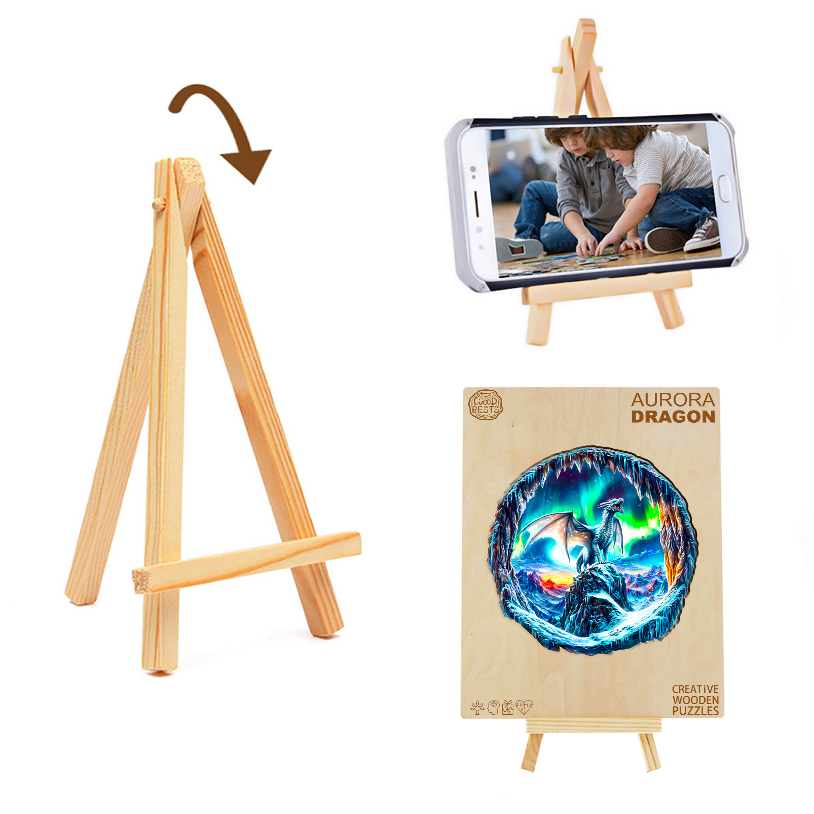 Wooden Jigsaw Puzzle – Aurora Dragon - Image 4