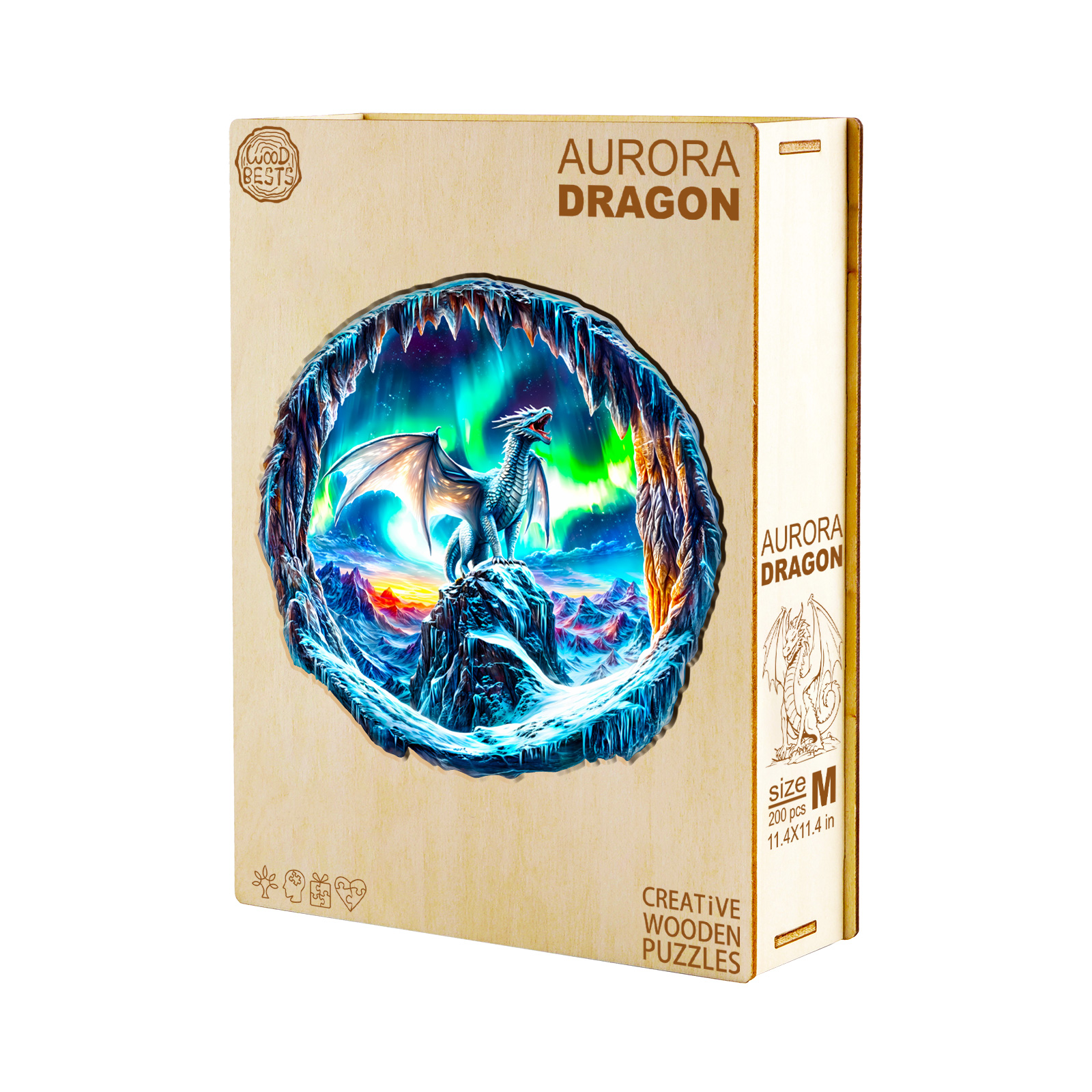 Wooden Jigsaw Puzzle – Aurora Dragon - Image 3