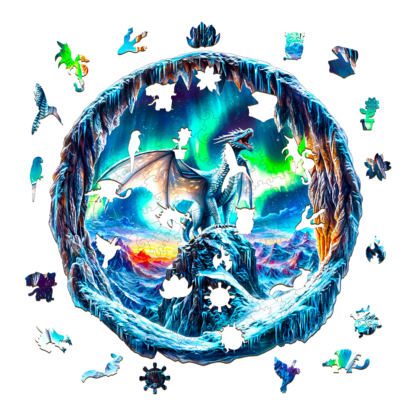 Wooden Jigsaw Puzzle – Aurora Dragon - Image 2
