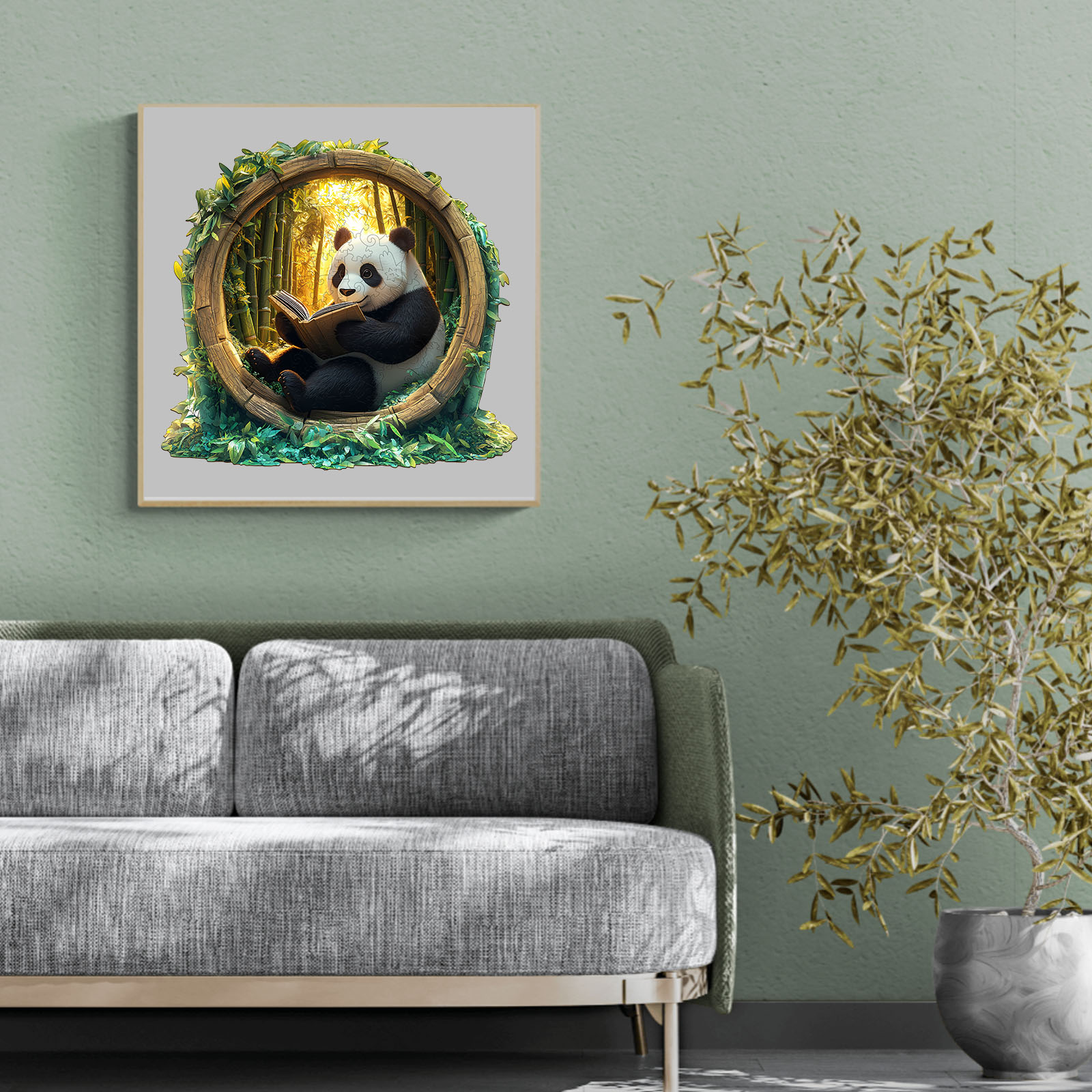 Wooden Jigsaw Puzzle – Bamboo Grove Scholar Panda - Image 8
