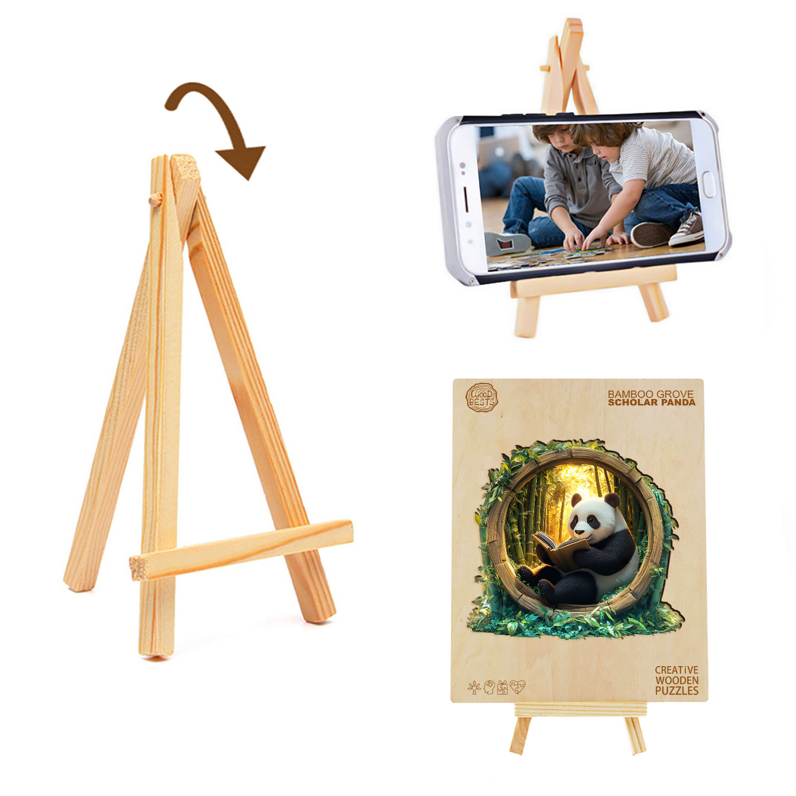 Wooden Jigsaw Puzzle – Bamboo Grove Scholar Panda - Image 5