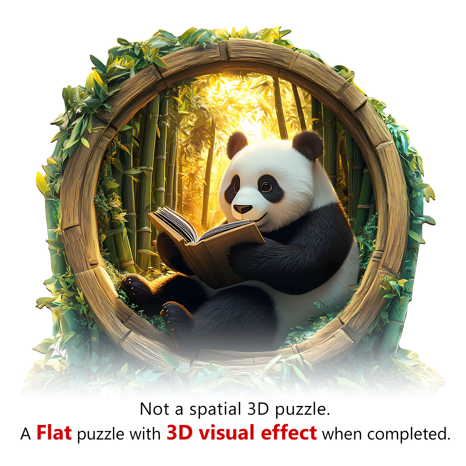 Wooden Jigsaw Puzzle – Bamboo Grove Scholar Panda - Image 7