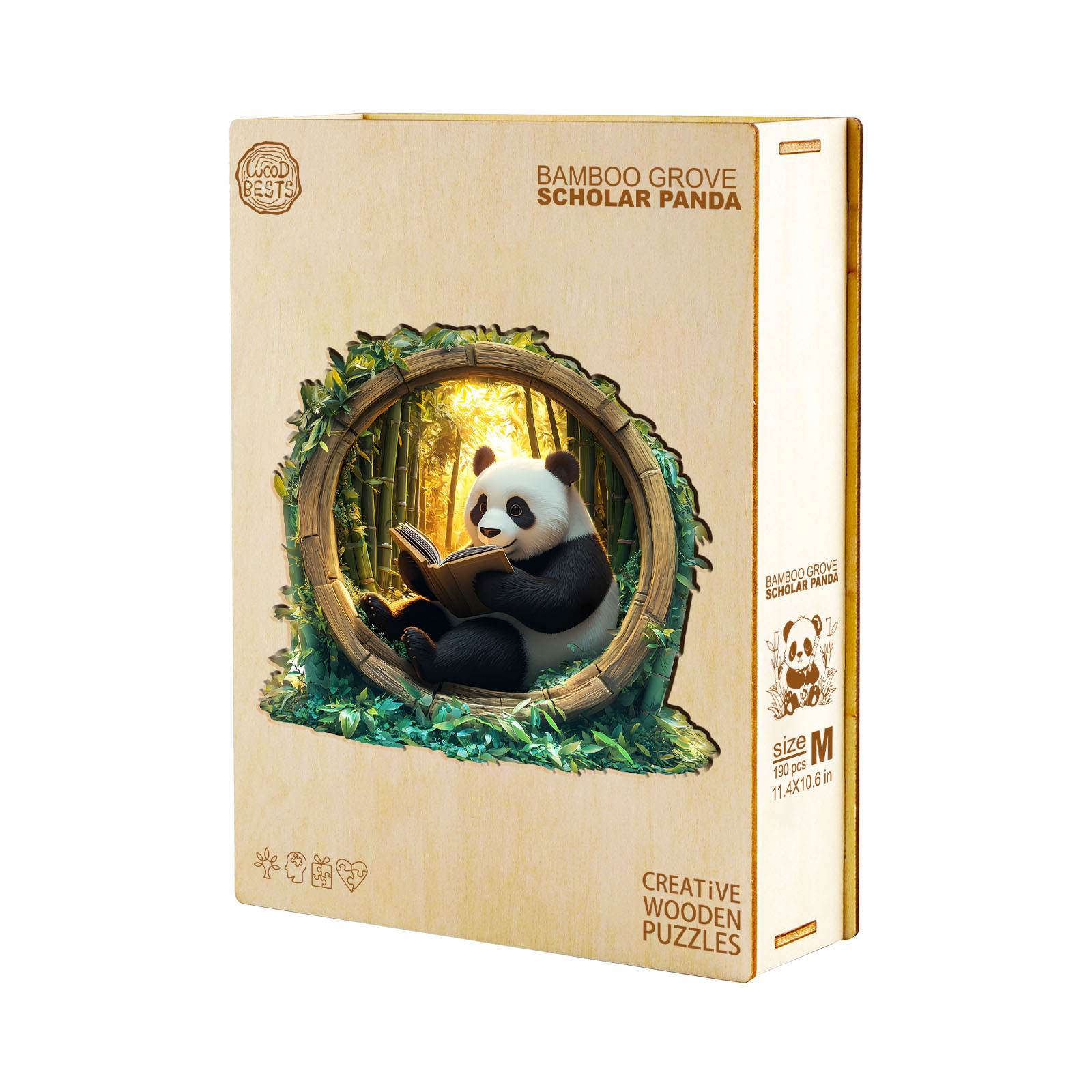 Wooden Jigsaw Puzzle – Bamboo Grove Scholar Panda - Image 3