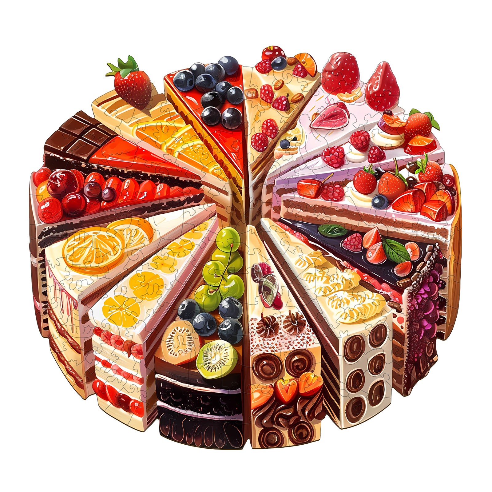Wooden Jigsaw Puzzle - Delicious cake