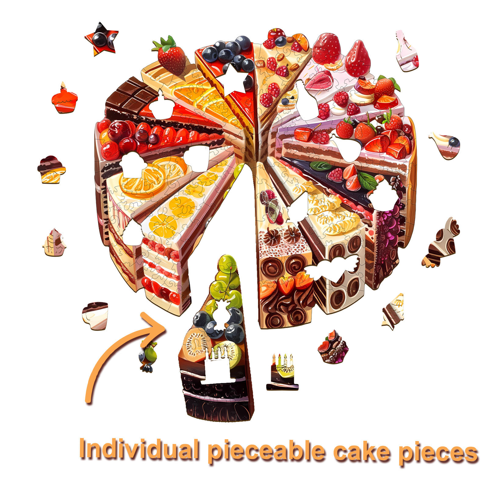 Wooden Jigsaw Puzzle - Delicious cake - Image 2