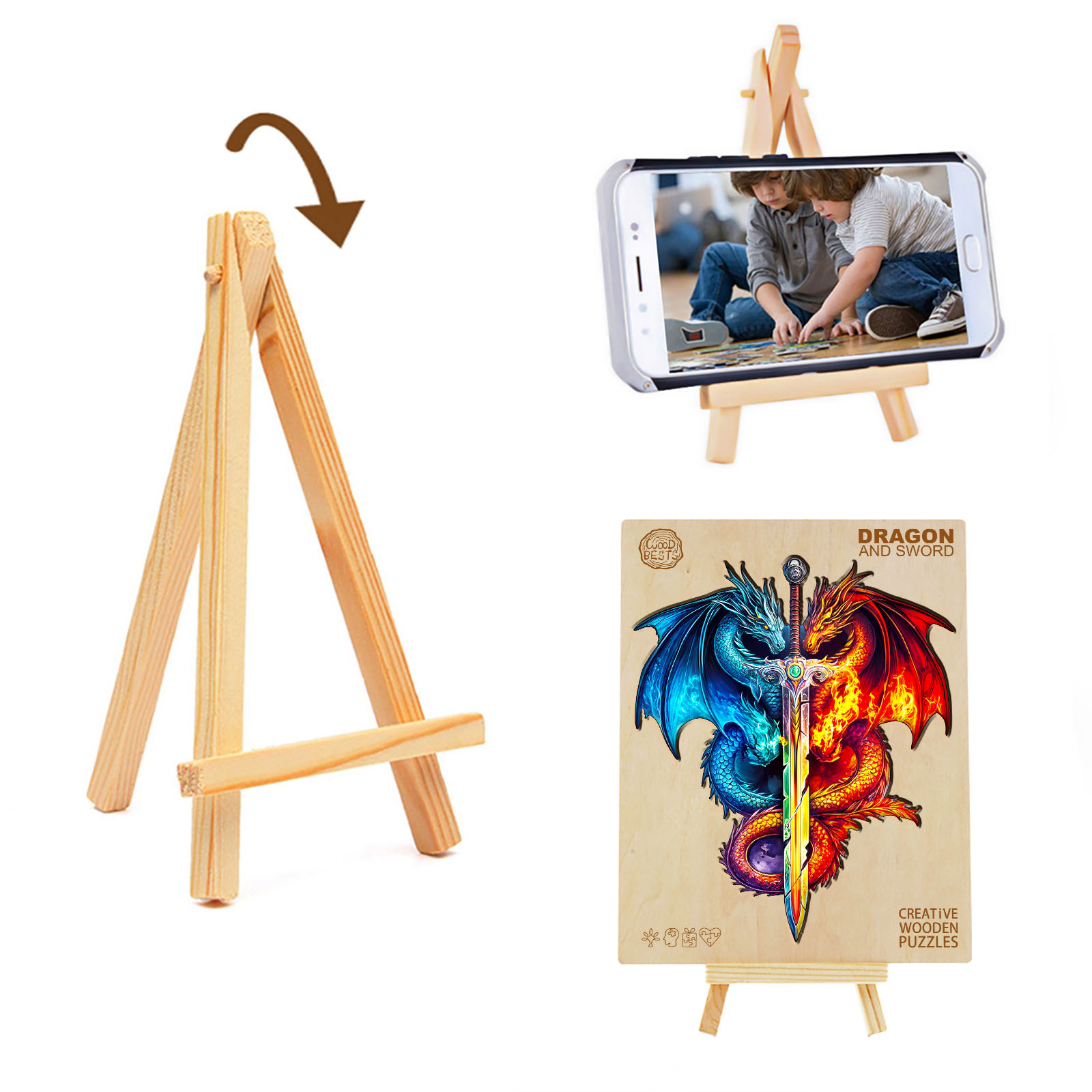 Wooden Jigsaw Puzzle – Dragon and Sword - Image 4