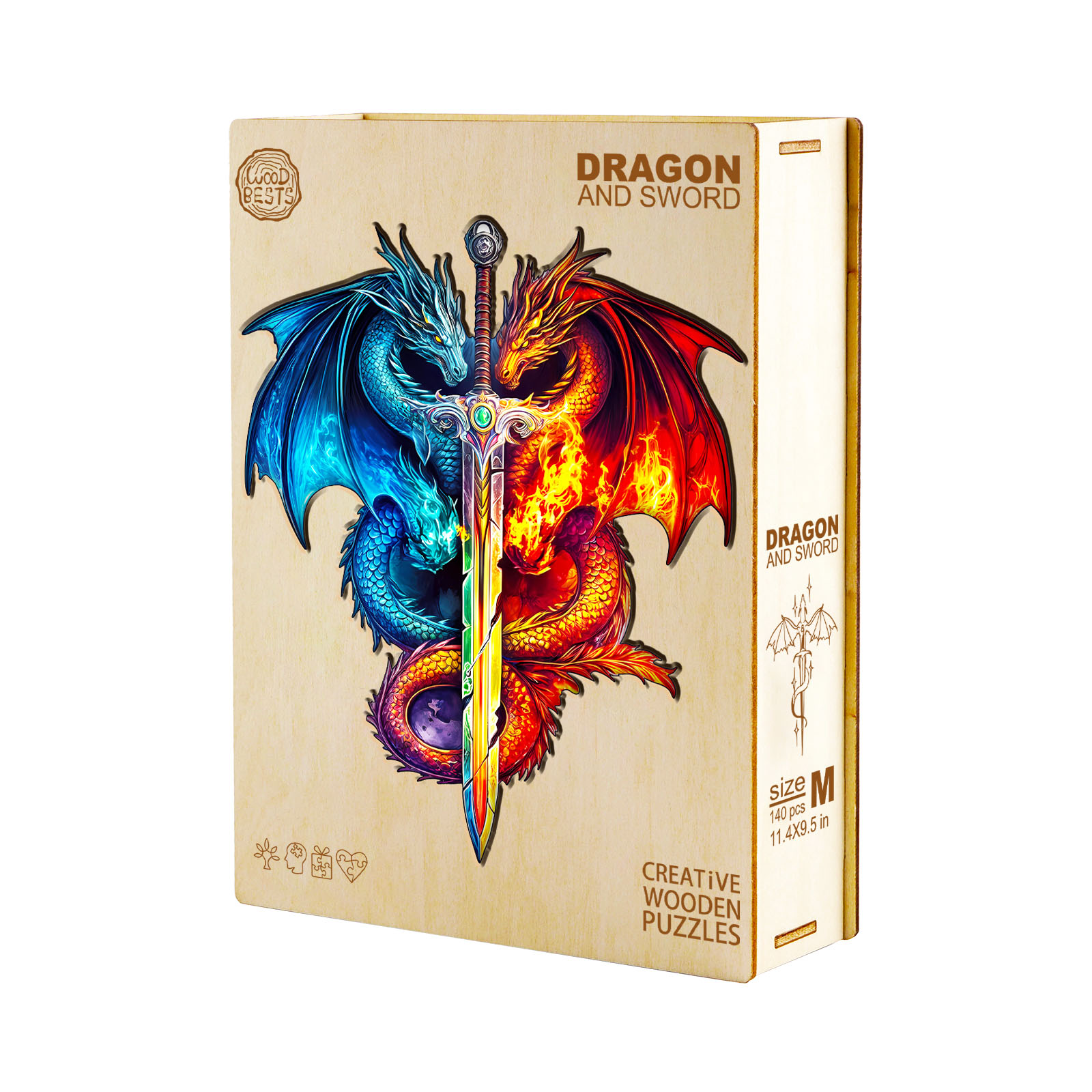Wooden Jigsaw Puzzle – Dragon and Sword - Image 3