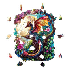 Alternative view of Wooden Jigsaw Puzzle – dragon in moonlight