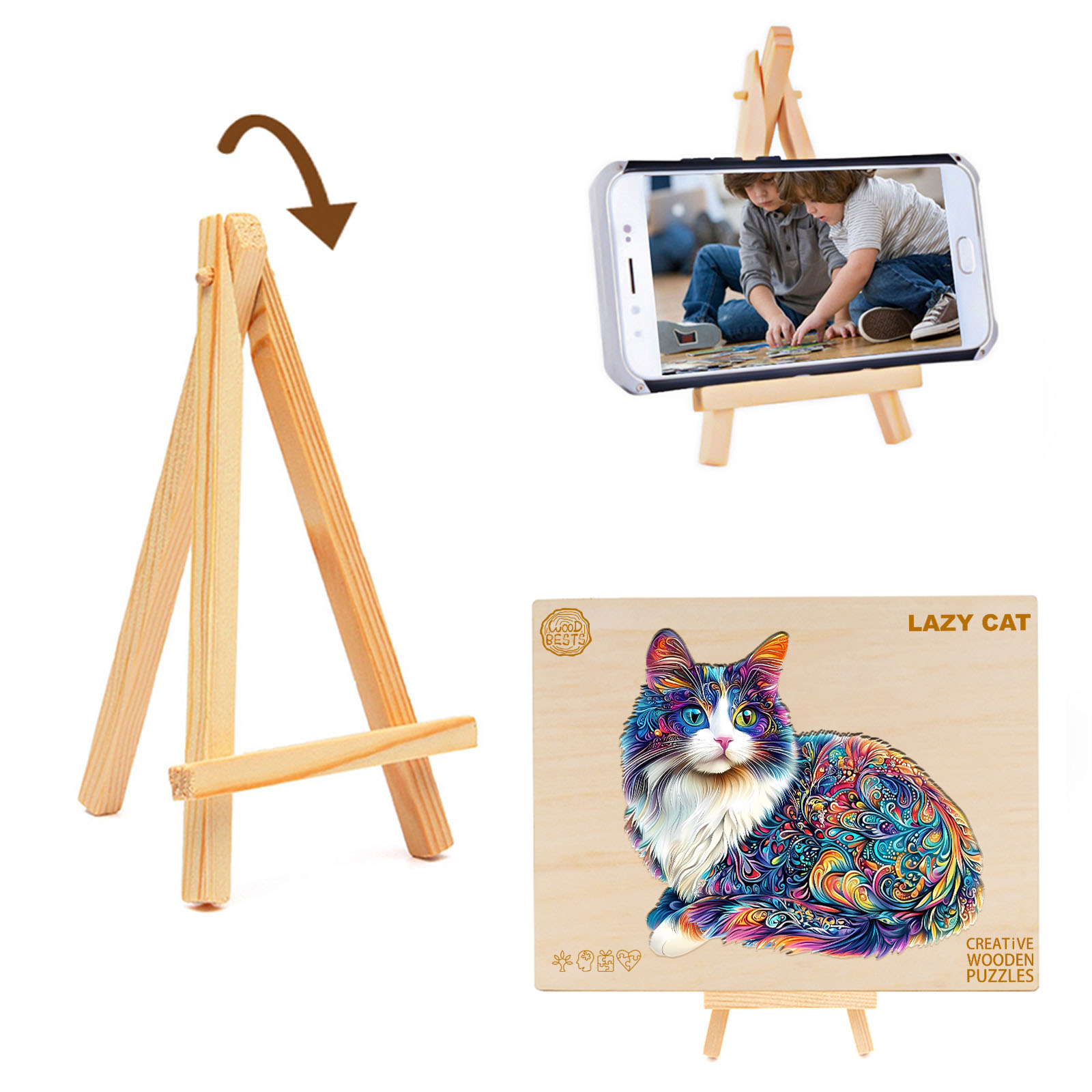 Wooden Jigsaw Puzzle- lazy cat - Image 4