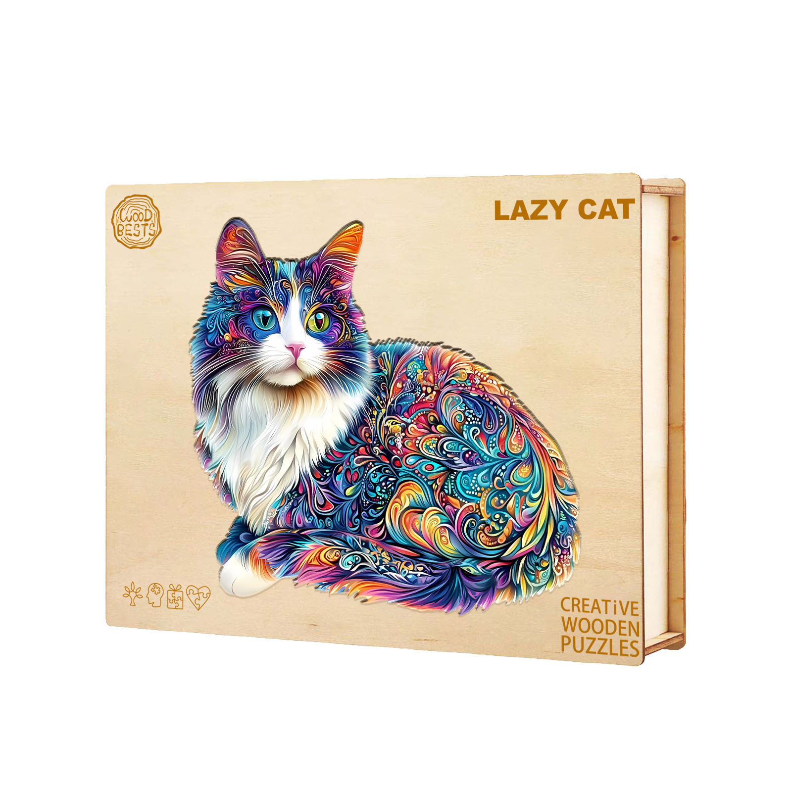 Wooden Jigsaw Puzzle- lazy cat - Image 3