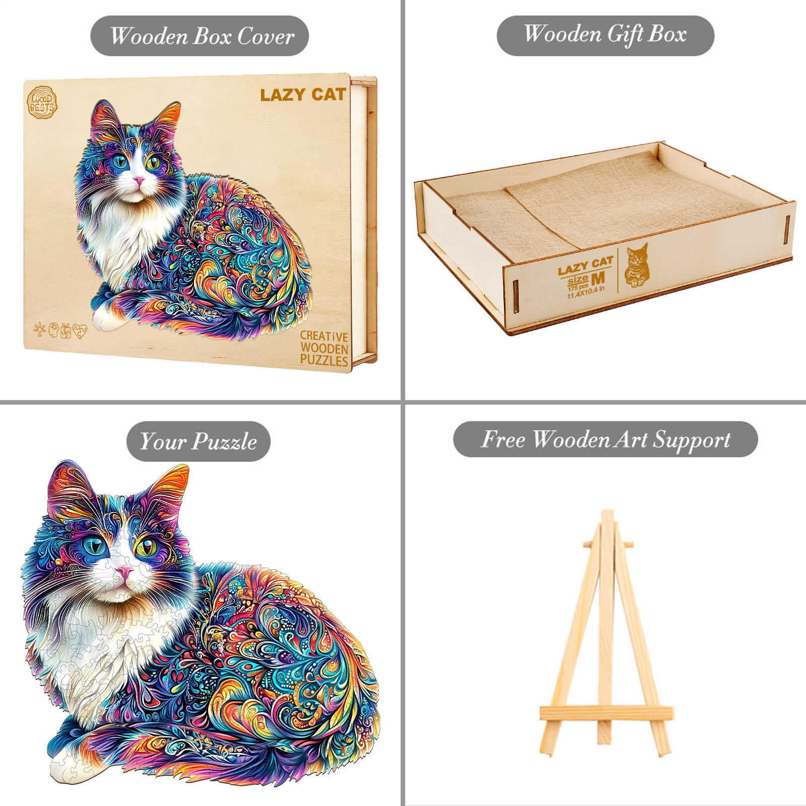 Wooden Jigsaw Puzzle- lazy cat - Image 5