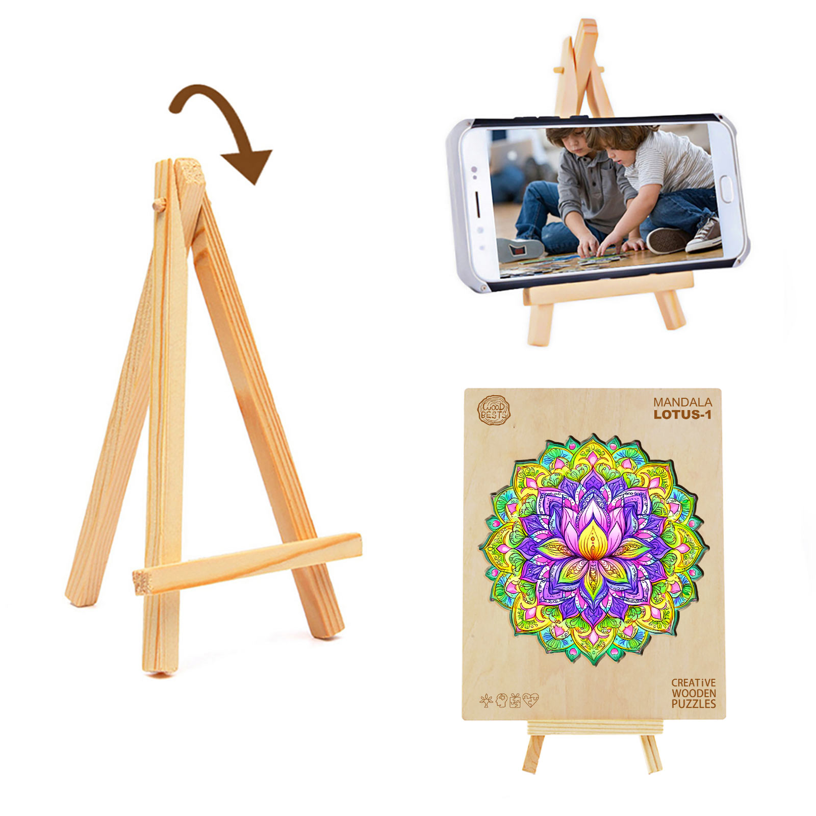 Wooden Jigsaw Puzzle – mandala lotus-1 - Image 4