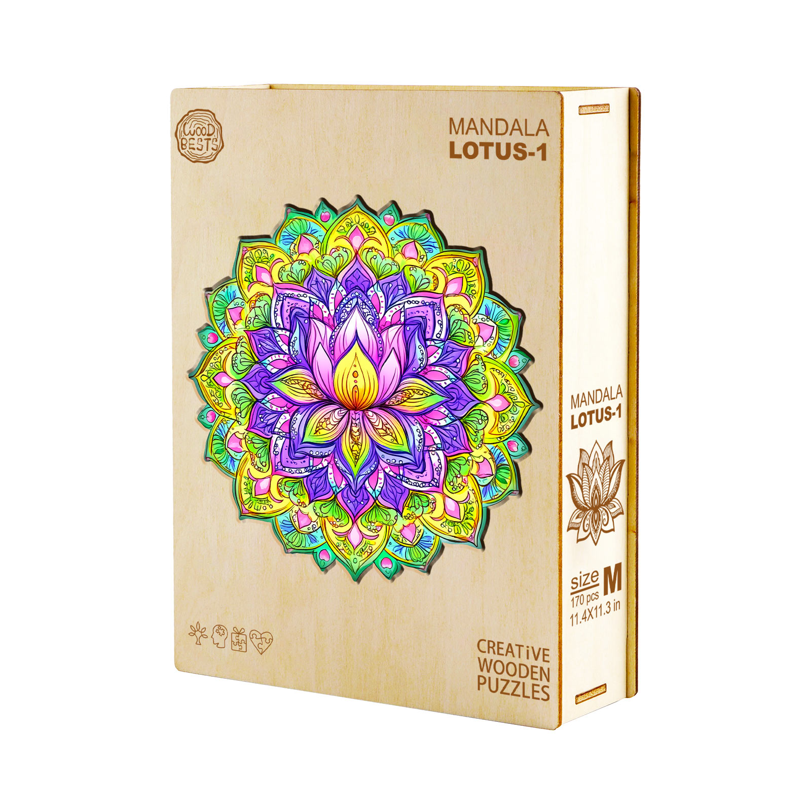 Wooden Jigsaw Puzzle – mandala lotus-1 - Image 3