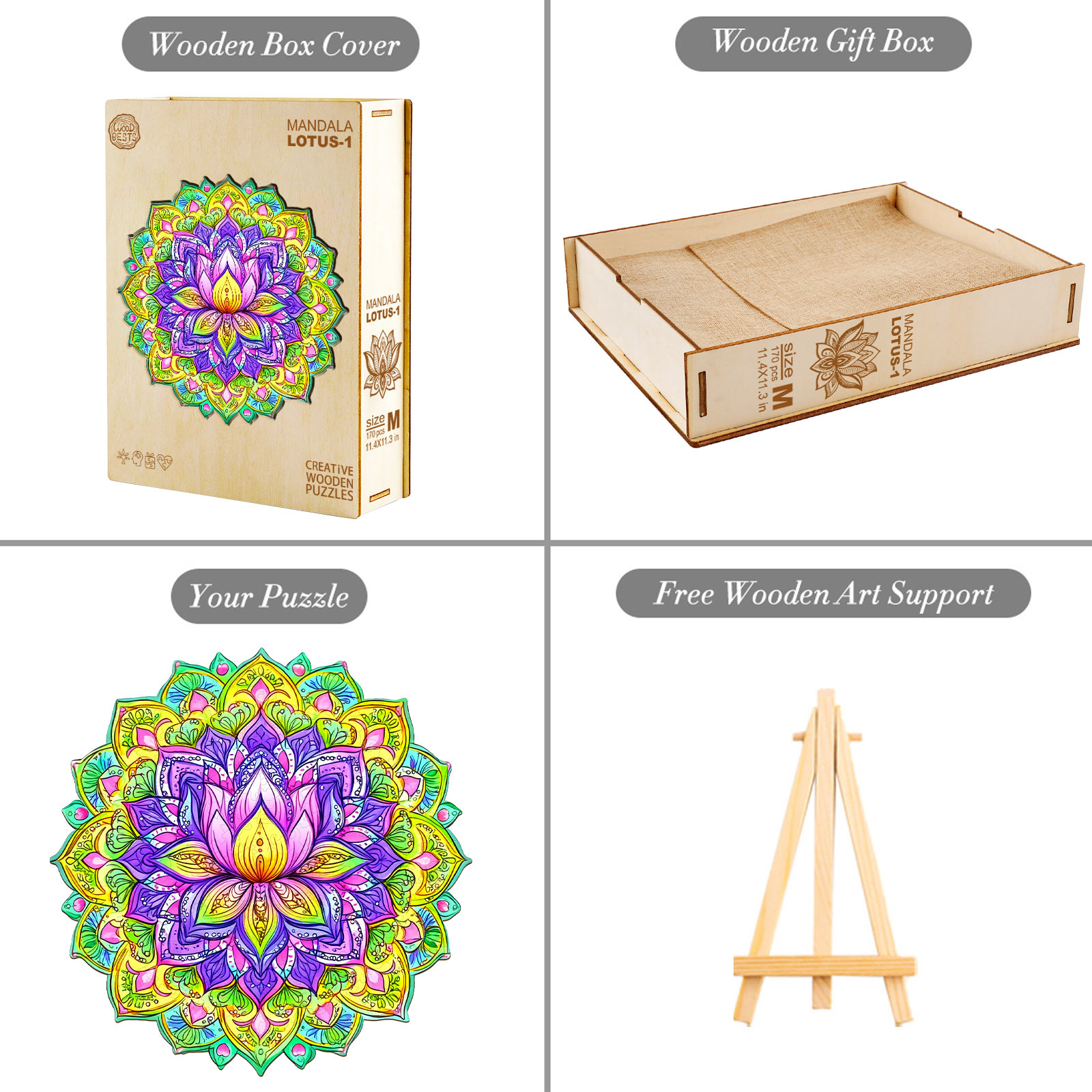 Wooden Jigsaw Puzzle – mandala lotus-1 - Image 5