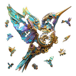 Alternative view of Wooden Jigsaw Puzzle - Mechanical hummingbird