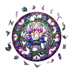 Alternative view of Wooden Jigsaw Puzzle - stained glass lotus-1