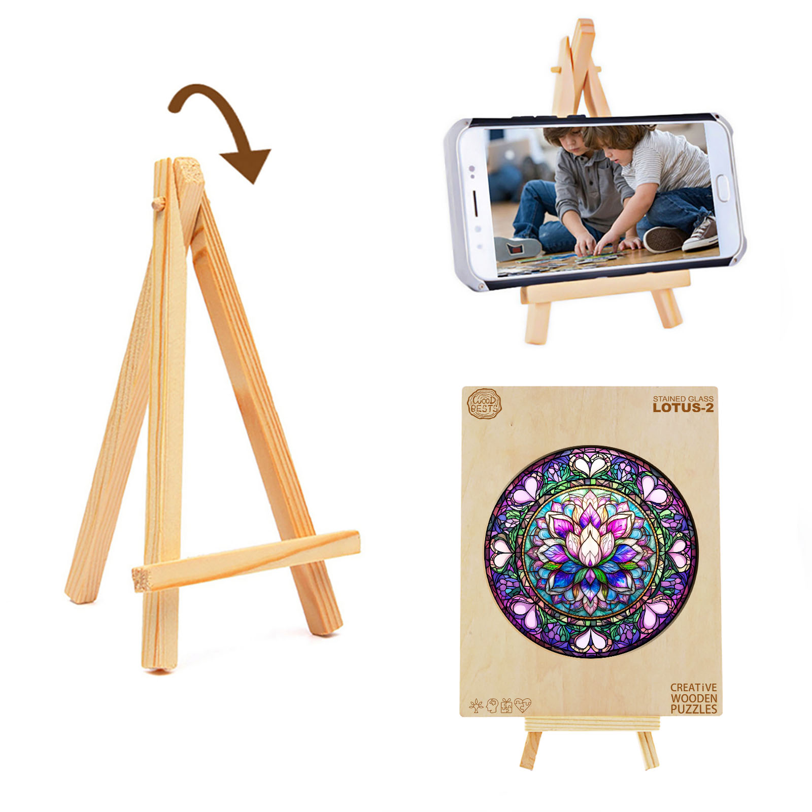 Wooden Jigsaw Puzzle - stained glass lotus-2 - Image 4