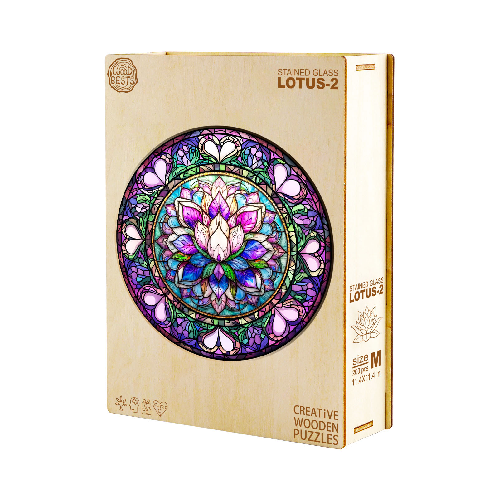 Wooden Jigsaw Puzzle - stained glass lotus-2 - Image 3