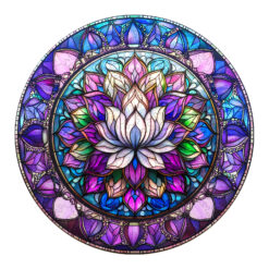 Wooden Jigsaw Puzzle - stained glass lotus-2