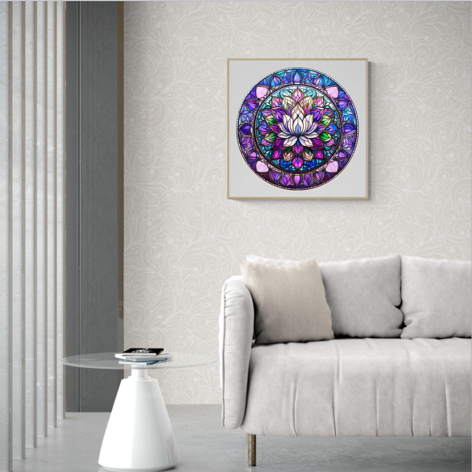 Wooden Jigsaw Puzzle - stained glass lotus-2 - Image 8