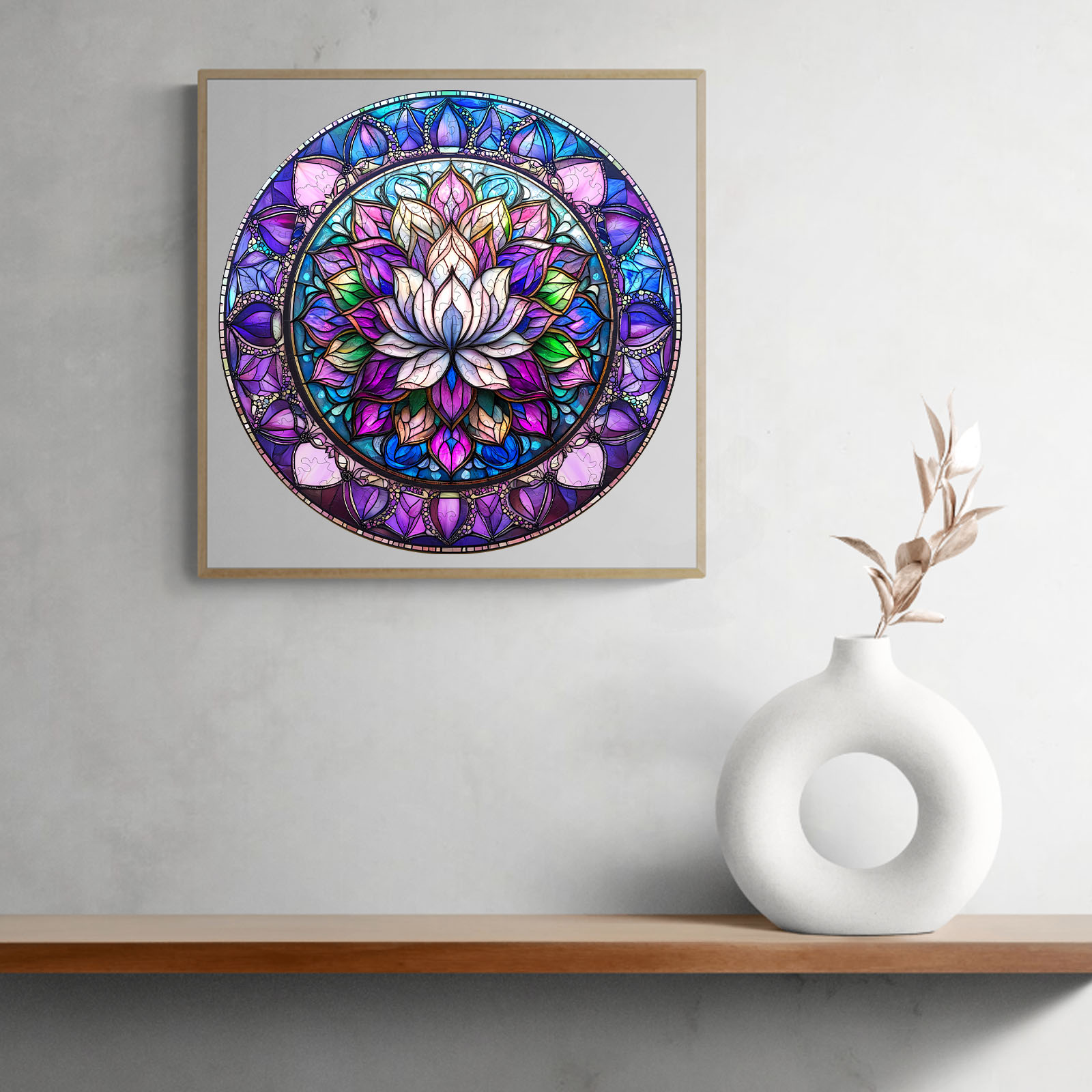 Wooden Jigsaw Puzzle - stained glass lotus-2 - Image 7