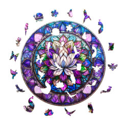 Alternative view of Wooden Jigsaw Puzzle - stained glass lotus-2