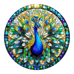 Wooden Jigsaw Puzzle – stained glass peacock