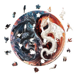 Alternative view of Wooden Jigsaw Puzzle – Yin Yang dragon