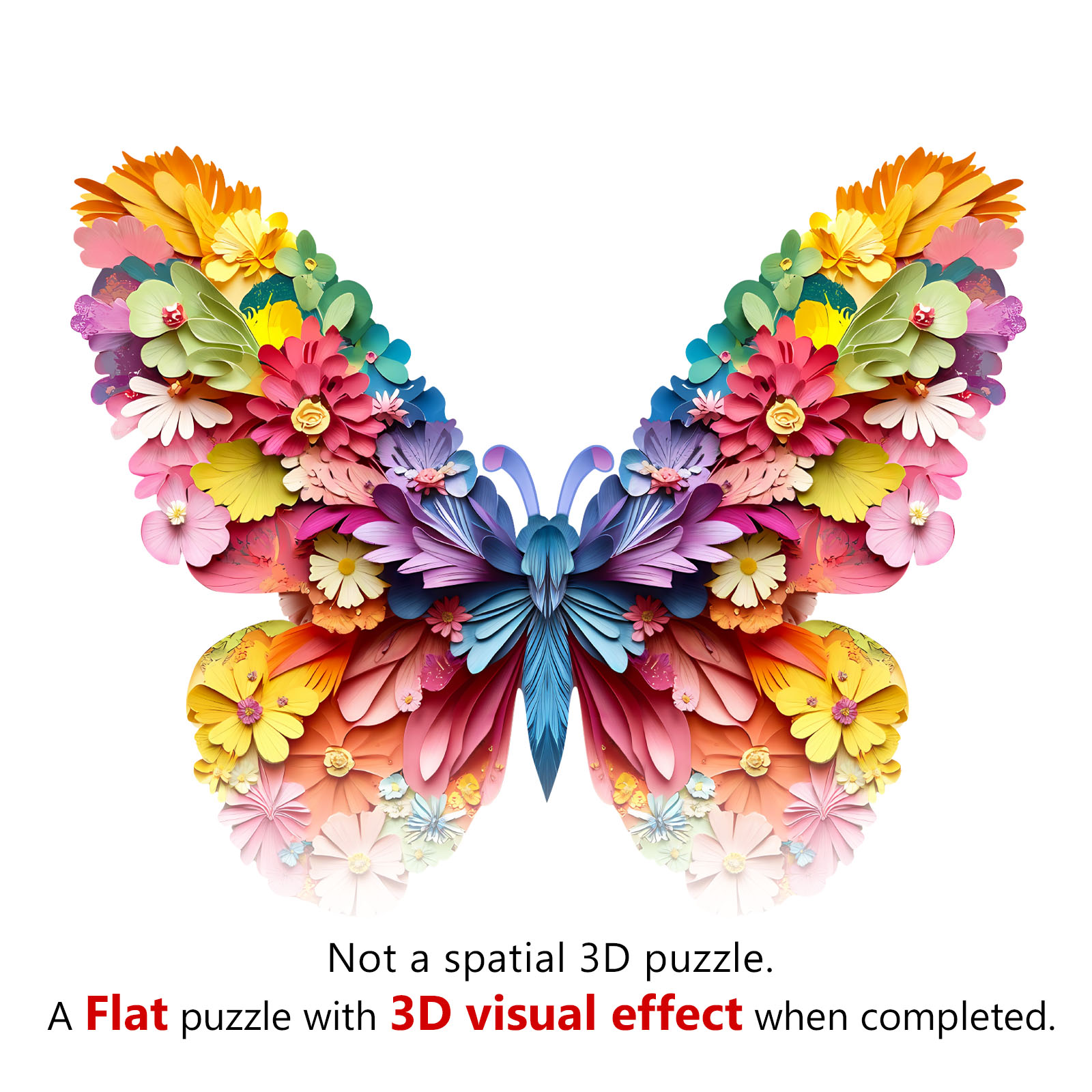 Wooden Jigsaw Puzzle –3d colorful butterfly - Image 3