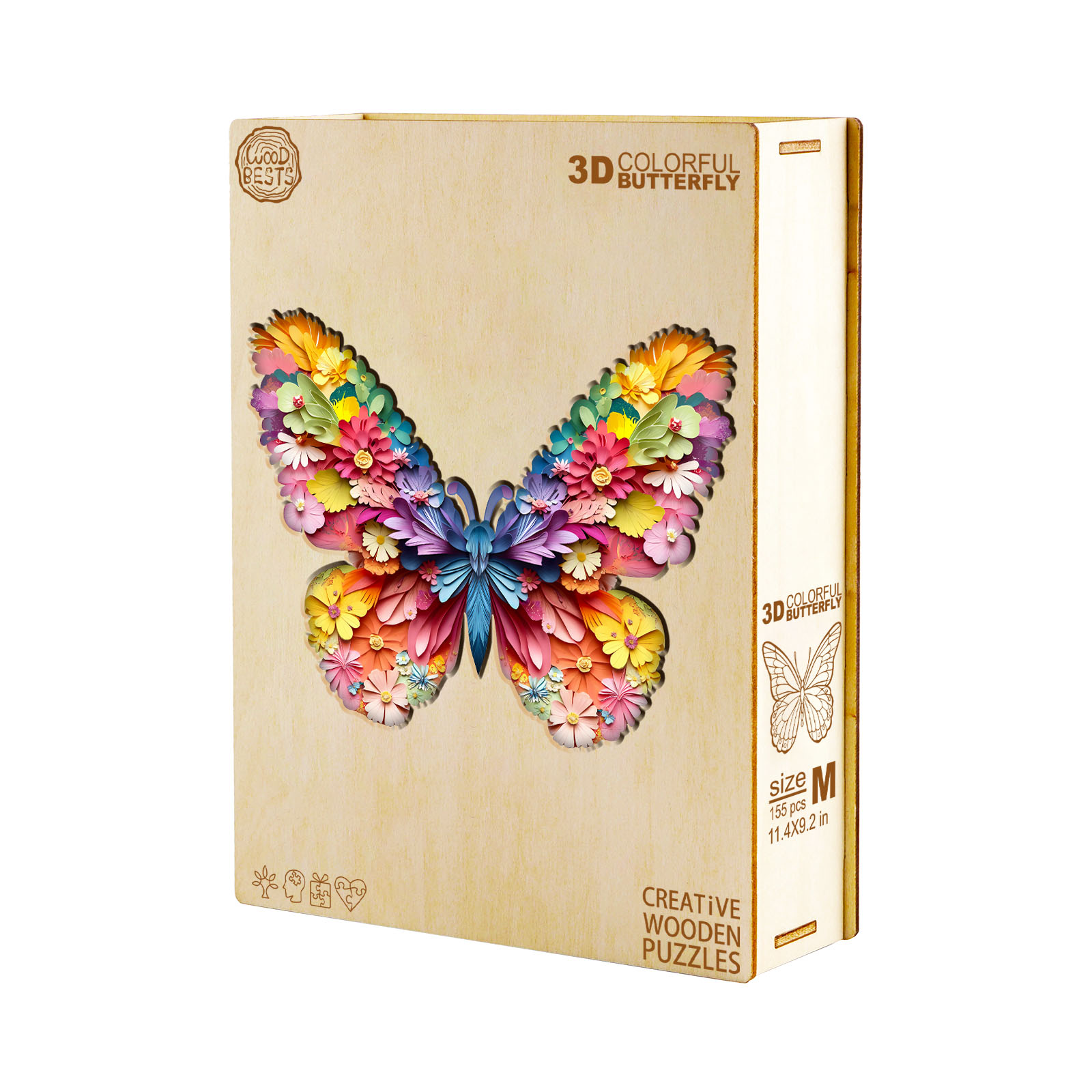 Wooden Jigsaw Puzzle –3d colorful butterfly - Image 4