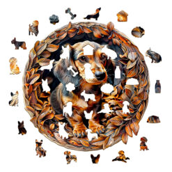 Alternative view of Wooden Jigsaw Puzzle – 3D dachshund-2
