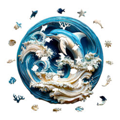 Alternative view of Wooden Jigsaw Puzzle – 3D Dolphin-2