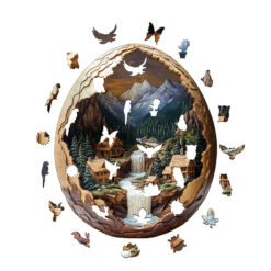 Alternative view of Wooden Jigsaw Puzzle – 3d eggshell world-2