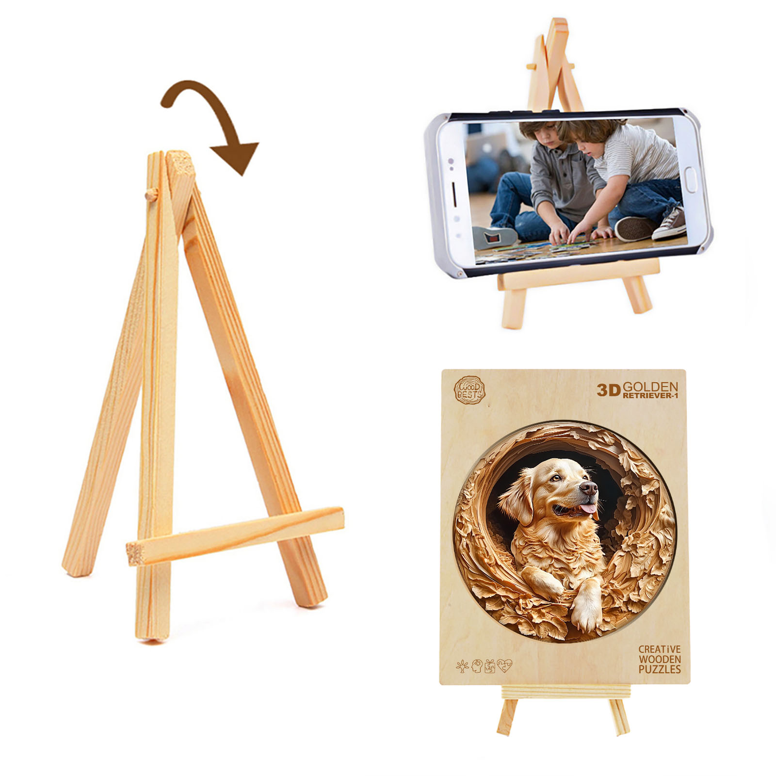 Wooden Jigsaw Puzzle – 3D golden retriever-1 - Image 4