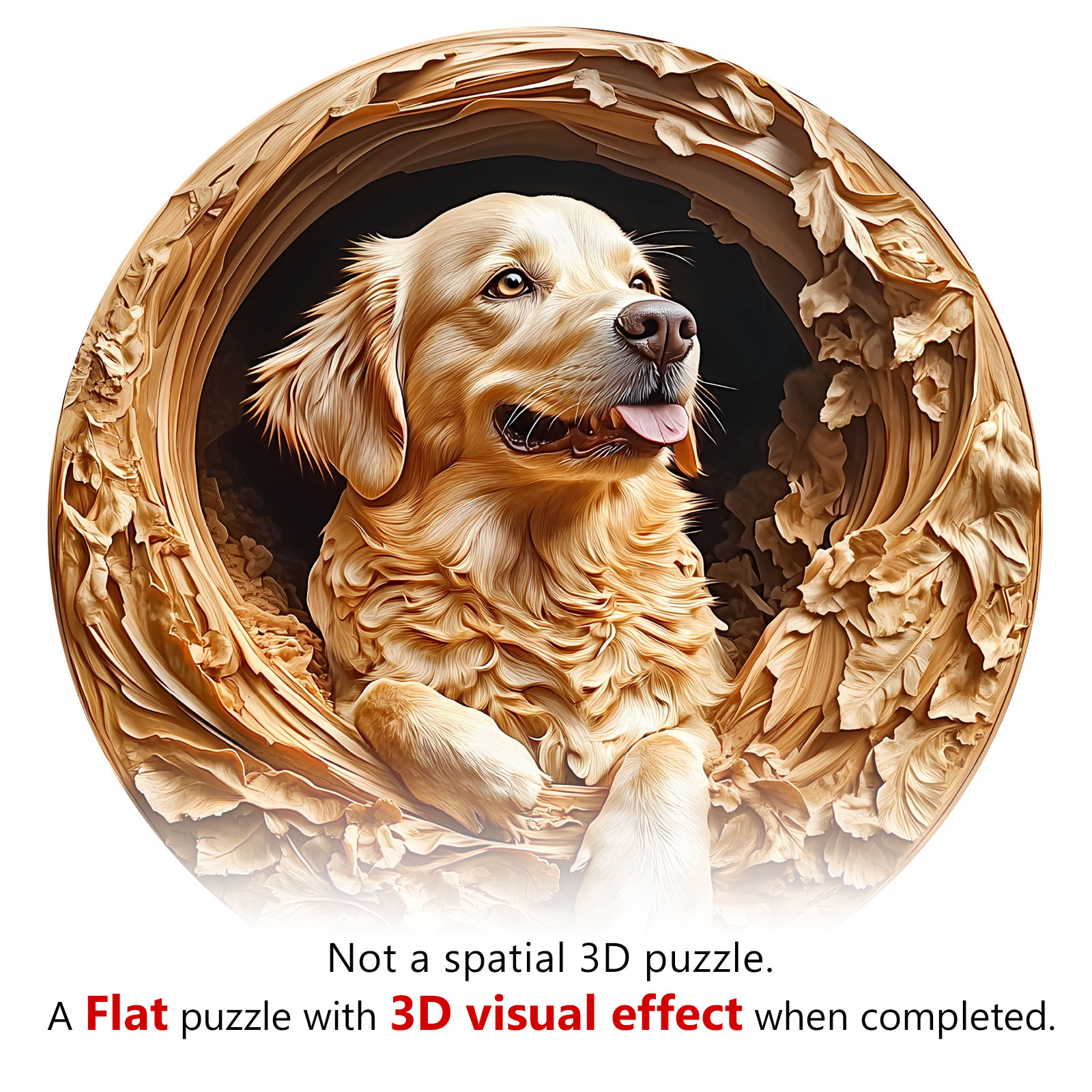 Wooden Jigsaw Puzzle – 3D golden retriever-1 - Image 6