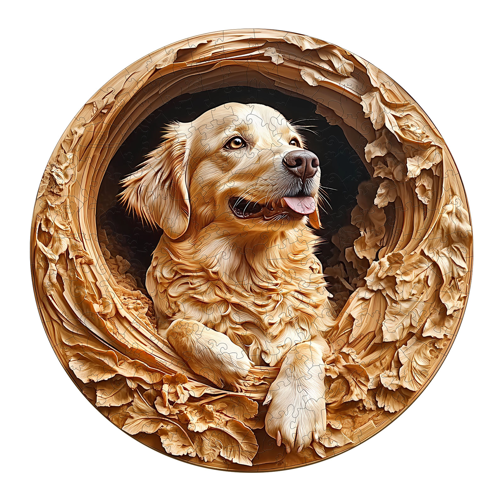 Wooden Jigsaw Puzzle – 3D golden retriever-1