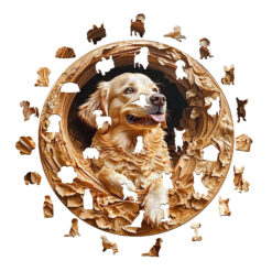 Alternative view of Wooden Jigsaw Puzzle – 3D golden retriever-1
