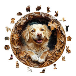 Alternative view of Wooden Jigsaw Puzzle – 3D golden retriever 2