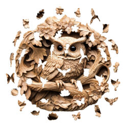 Alternative view of Wooden Jigsaw Puzzle – 3D owl-2