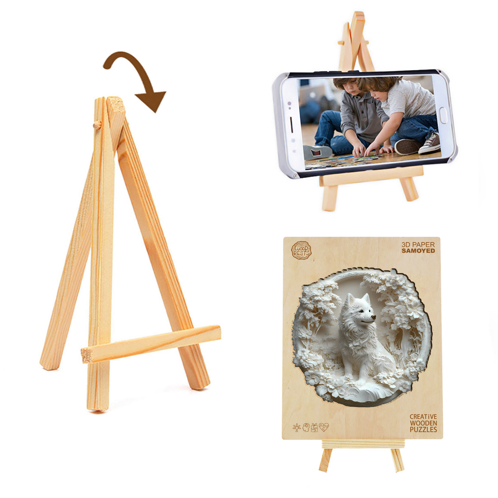 Wooden Jigsaw Puzzle –3d paper Samoyed - Image 5