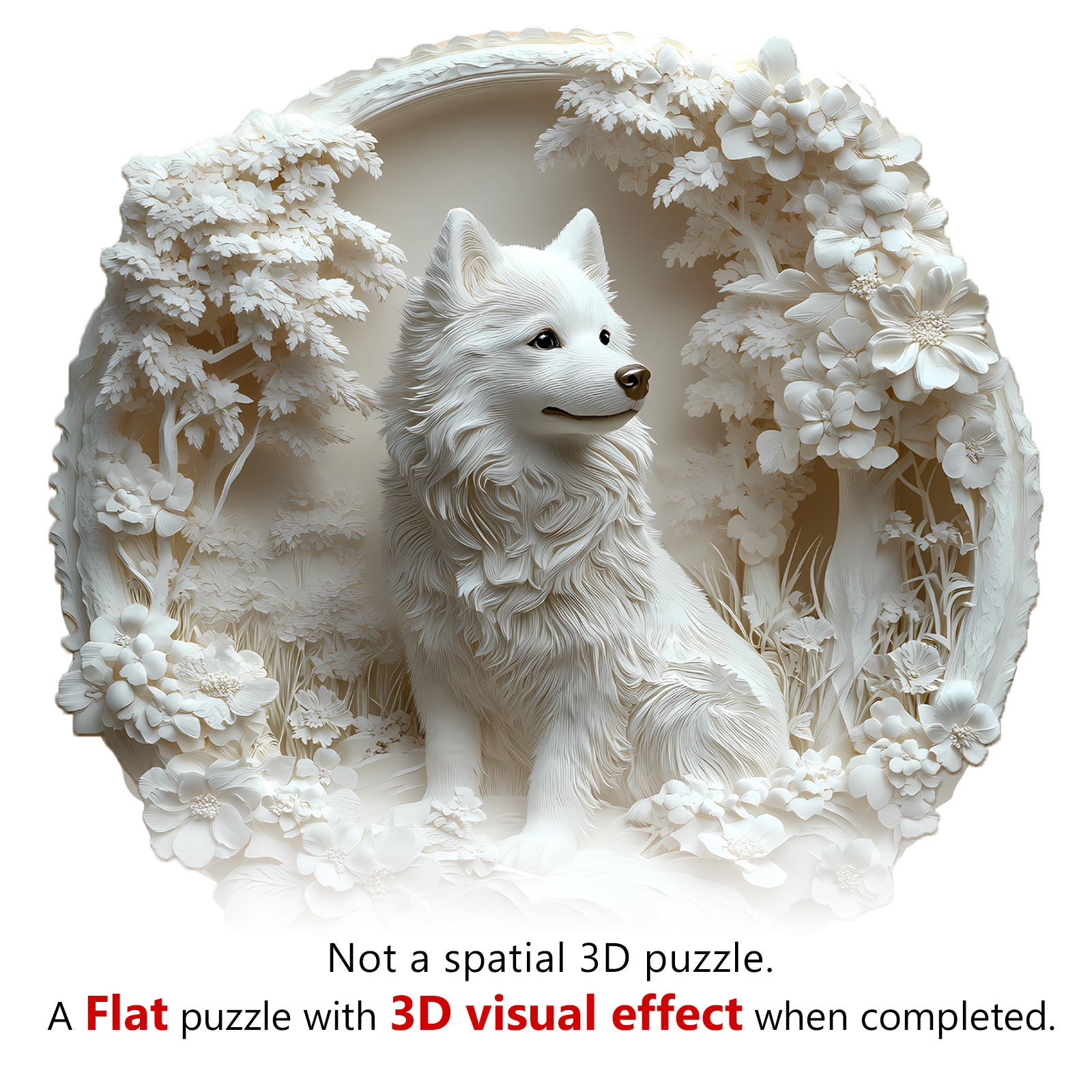 Wooden Jigsaw Puzzle –3d paper Samoyed - Image 6