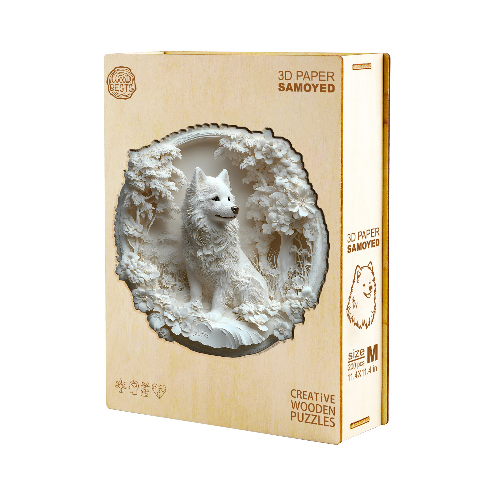 Wooden Jigsaw Puzzle –3d paper Samoyed - Image 3